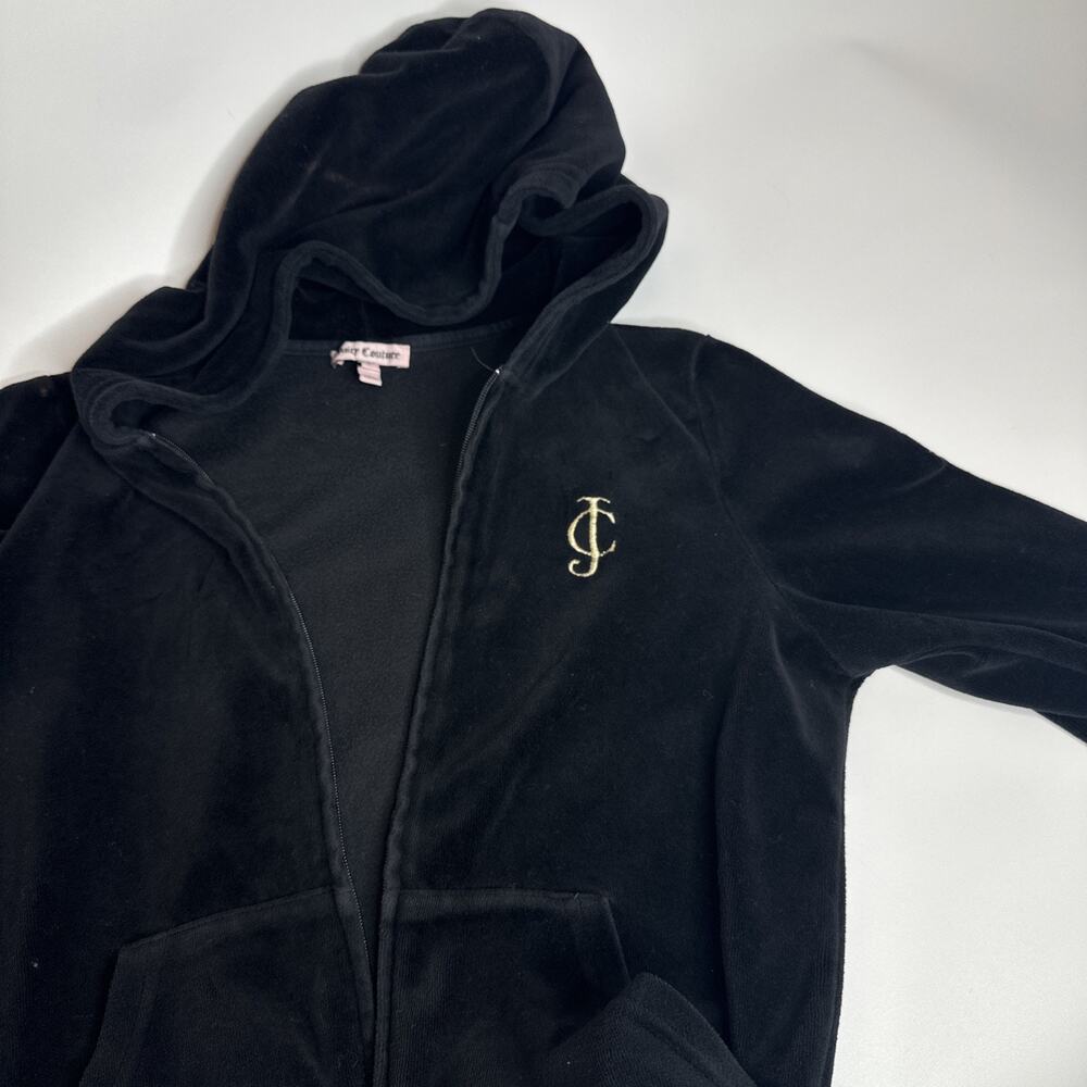 Juicy Couture Y2K Womens Zip Up Velour Jacket Hoodie Size L Made in USA Vintage - Picture 3 of 11